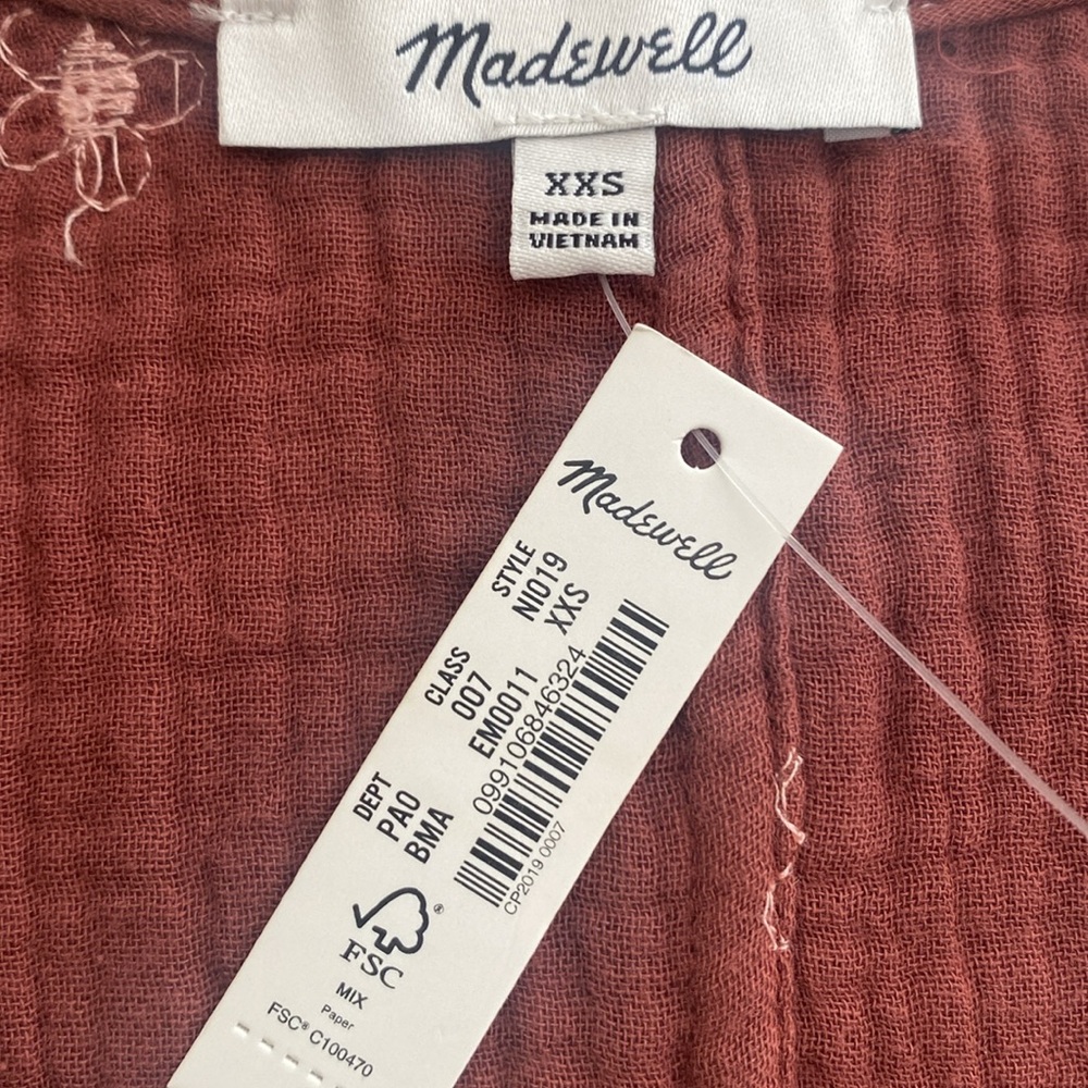 (A8) Madewell Lightspun Maira Wrap Top Embroidered Floral Long Sleeve, XXS, NWT - Picture 5 of 6